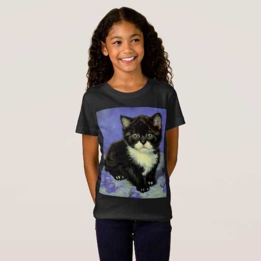 ファンゴッホタキシード子猫 Tシャツ (正面フル)