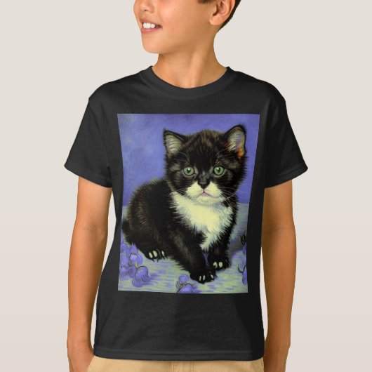 ファンゴッホタキシード子猫 Tシャツ (正面)