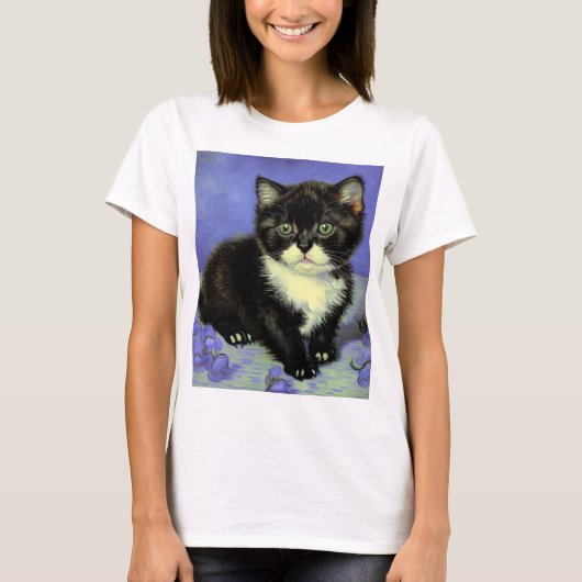 ファンゴッホタキシード子猫 Tシャツ (正面)
