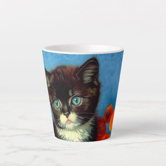 ファンゴッホタキシード猫 カフェラテマグ (正面)