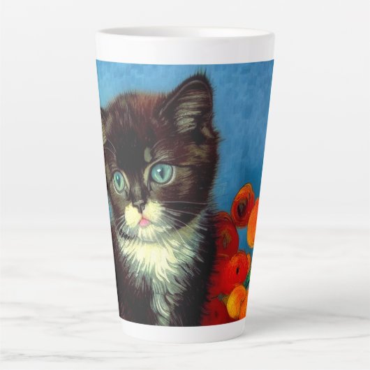 ファンゴッホタキシード猫 カフェラテマグ (正面)