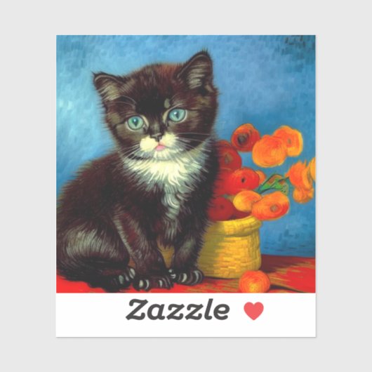 ファンゴッホタキシード猫 シール (シート)