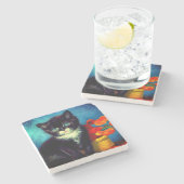 ファンゴッホタキシード猫 ストーンコースター (横)