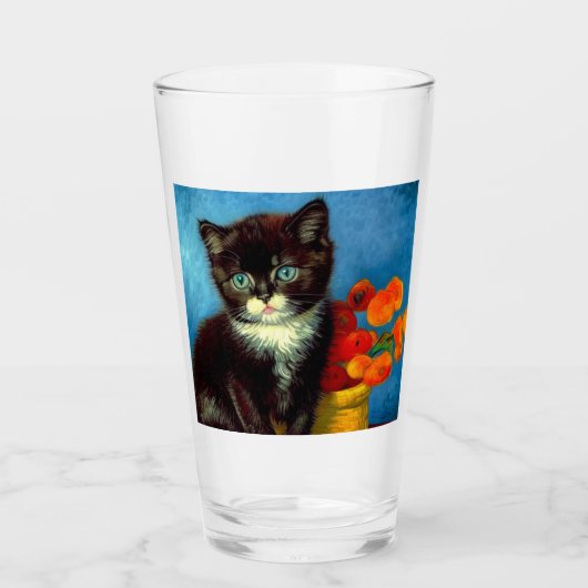 ファンゴッホタキシード猫 タンブラーグラス (正面)