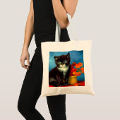 ファンゴッホタキシード猫 トートバッグ (正面(商品))