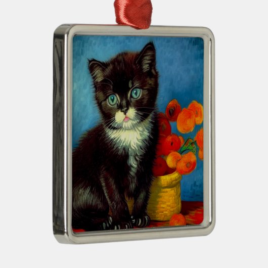 ファンゴッホタキシード猫 メタルオーナメント (右)