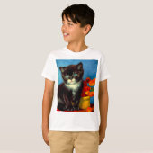 ファンゴッホタキシード猫 Tシャツ (正面フル)