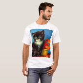 ファンゴッホタキシード猫 Tシャツ (正面フル)