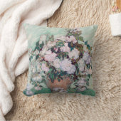 ファンゴッホピンクのバラの花瓶 クッション (ブランケット)