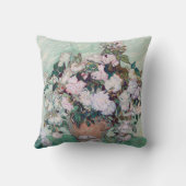 ファンゴッホピンクのバラの花瓶 クッション (裏面)