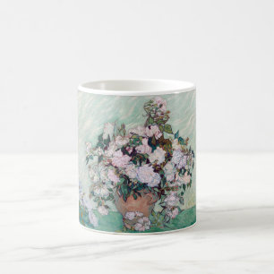 ファンゴッホピンクのバラの花瓶 コーヒーマグカップ