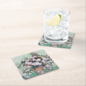 ファンゴッホピンクのバラの花瓶 スクエアペーパーコースター (インサイチュ)