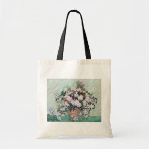 ファンゴッホピンクのバラの花瓶 トートバッグ