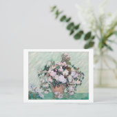 ファンゴッホピンクのバラの花瓶 ポストカード (スタンド正面)
