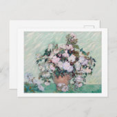 ファンゴッホピンクのバラの花瓶 ポストカード (正面/裏面)