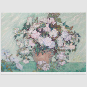 ファンゴッホピンクのバラの花瓶 薄葉紙