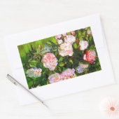 ファンゴッホピンクローズの静物詩 長方形シール (封筒)
