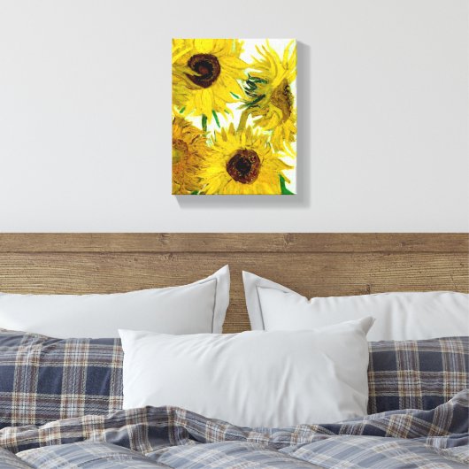 ファンゴッホファインアート12のひまわり花瓶 キャンバスプリント (インサイチュ (寝室))
