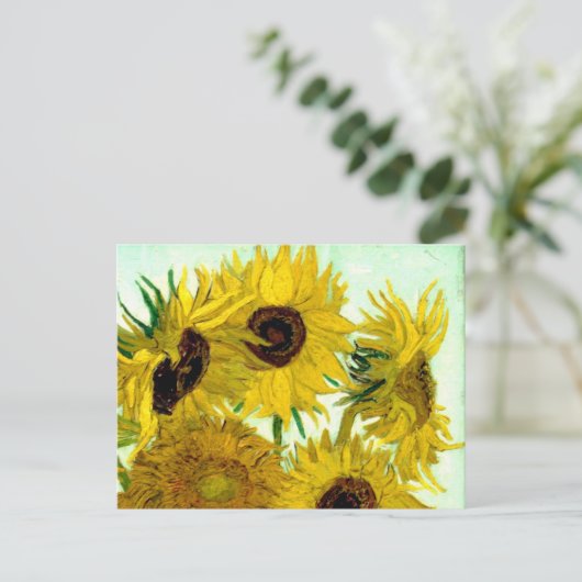 ファンゴッホファインアート12のひまわり花瓶 ポストカード (スタンド正面)