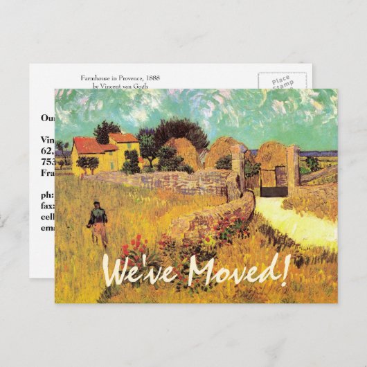 ファンゴッホファームハウスinプロヴァンス、住所の変更 案内ポストカード (正面/裏面)