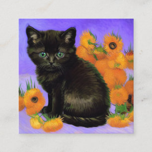ファンゴッホブラックひまわり付き子猫 エンクロージャーカード