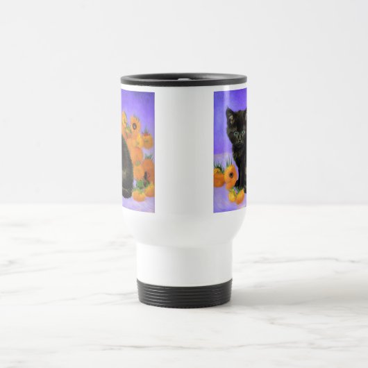 ファンゴッホブラックひまわり付き子猫 トラベルマグ (中央)