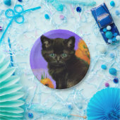 ファンゴッホブラックひまわり付き子猫 ペーパープレート (パーティー)