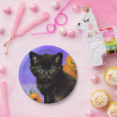 ファンゴッホブラックひまわり付き子猫 ペーパープレート (パーティー)