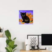ファンゴッホブラックひまわり付き子猫 ポスター (ホームオフィス)