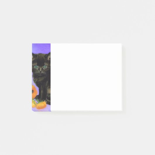 ファンゴッホブラックひまわり付き子猫 ポストイット (正面)