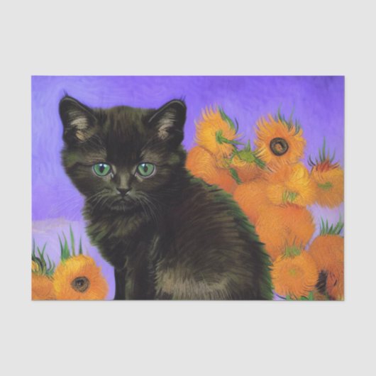 ファンゴッホブラックひまわり付き子猫 薄葉紙 (正面)