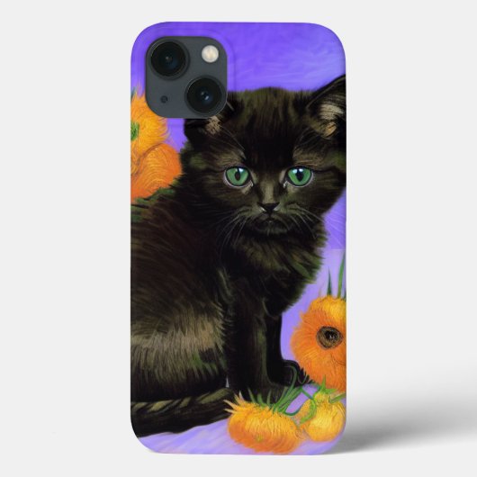 ファンゴッホブラックひまわり付き子猫 Case-Mate iPhoneケース (裏面)