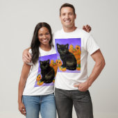 ファンゴッホブラックひまわり付き子猫 Tシャツ (ユニセックス)