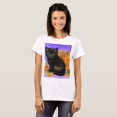 ファンゴッホブラックひまわり付き子猫 Tシャツ (正面フル)