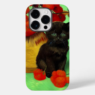 ファンゴッホブラックキッテンレッドフラワー Case-Mate iPhone 14 PROケース