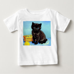 ファンゴッホブラックキッテン糸付き ベビーTシャツ