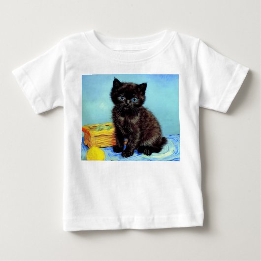 ファンゴッホブラックキッテン糸付き ベビーTシャツ (正面)