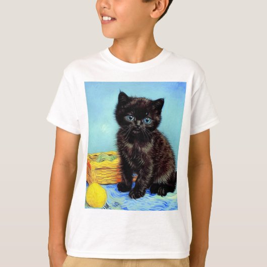 ファンゴッホブラックキッテン糸付き Tシャツ (正面)