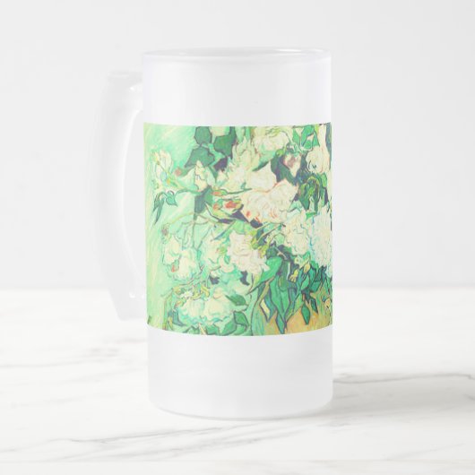 ファンゴッホホワイトローゼス フロストグラスビールジョッキ (正面左)