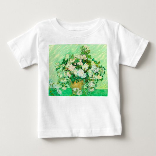 ファンゴッホホワイトローゼス ベビーTシャツ (正面)