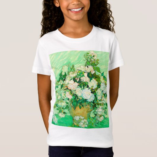 ファンゴッホホワイトローゼス Tシャツ (正面)