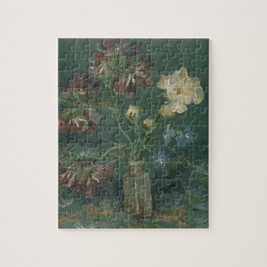 ファンゴッホボトルウィズペオニー&ブルーデルフィニウム ジグソーパズル (縦)