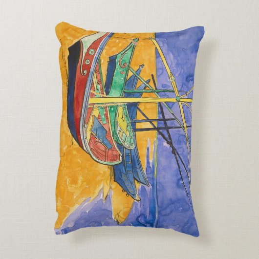 ファンゴッホボートインプレシショニズムビーチ アクセントクッション (裏面(縦))