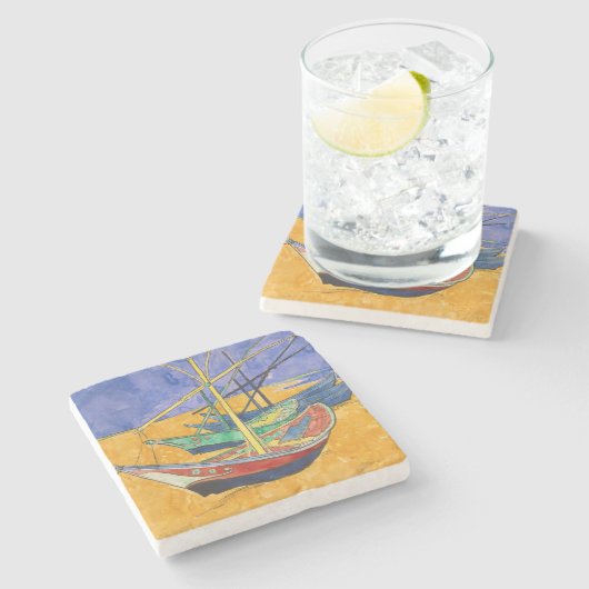 ファンゴッホボートインプレシショニズムビーチ ストーンコースター (横)