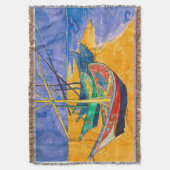 ファンゴッホボートインプレシショニズムビーチ スローブランケット (正面縦)