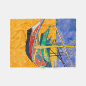 ファンゴッホボートインプレシショニズムビーチ フリースブランケット (正面(横))