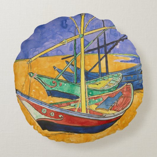 ファンゴッホボートインプレシショニズムビーチ ラウンドクッション (裏面)