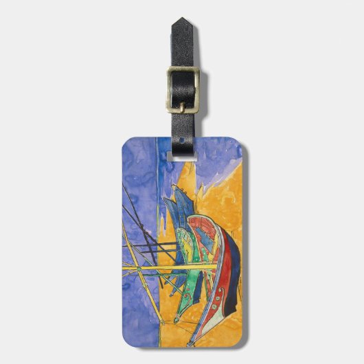 ファンゴッホボートインプレシショニズムビーチ ラゲッジタグ (正面縦)