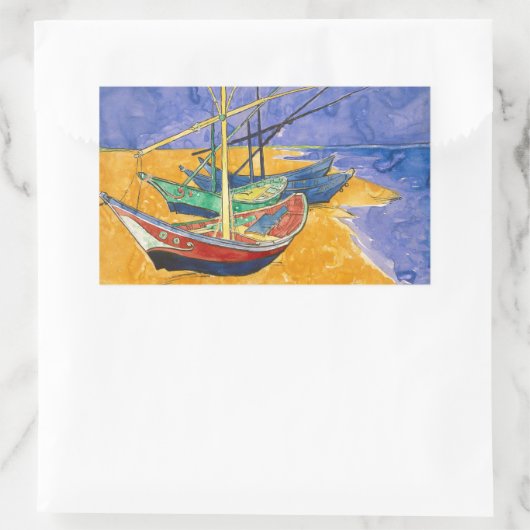 ファンゴッホボートインプレシショニズムビーチ 長方形シール (バッグ)