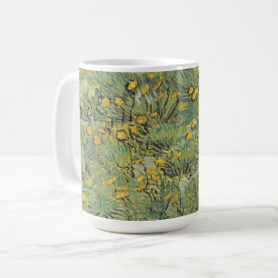 ファンゴッホメドウと黄色の花植物芸術 コーヒーマグカップ